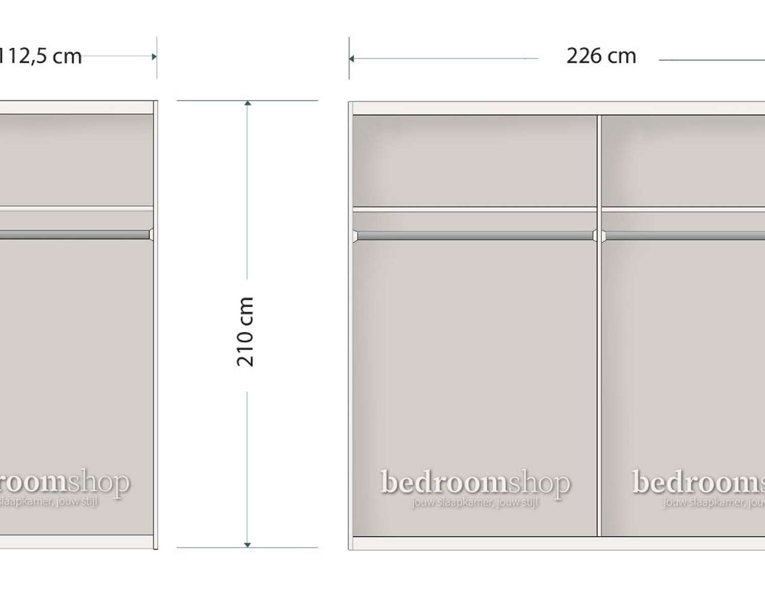 Vakindeling 226 cm kledingkast Vakindeling 226 cm kledingkast