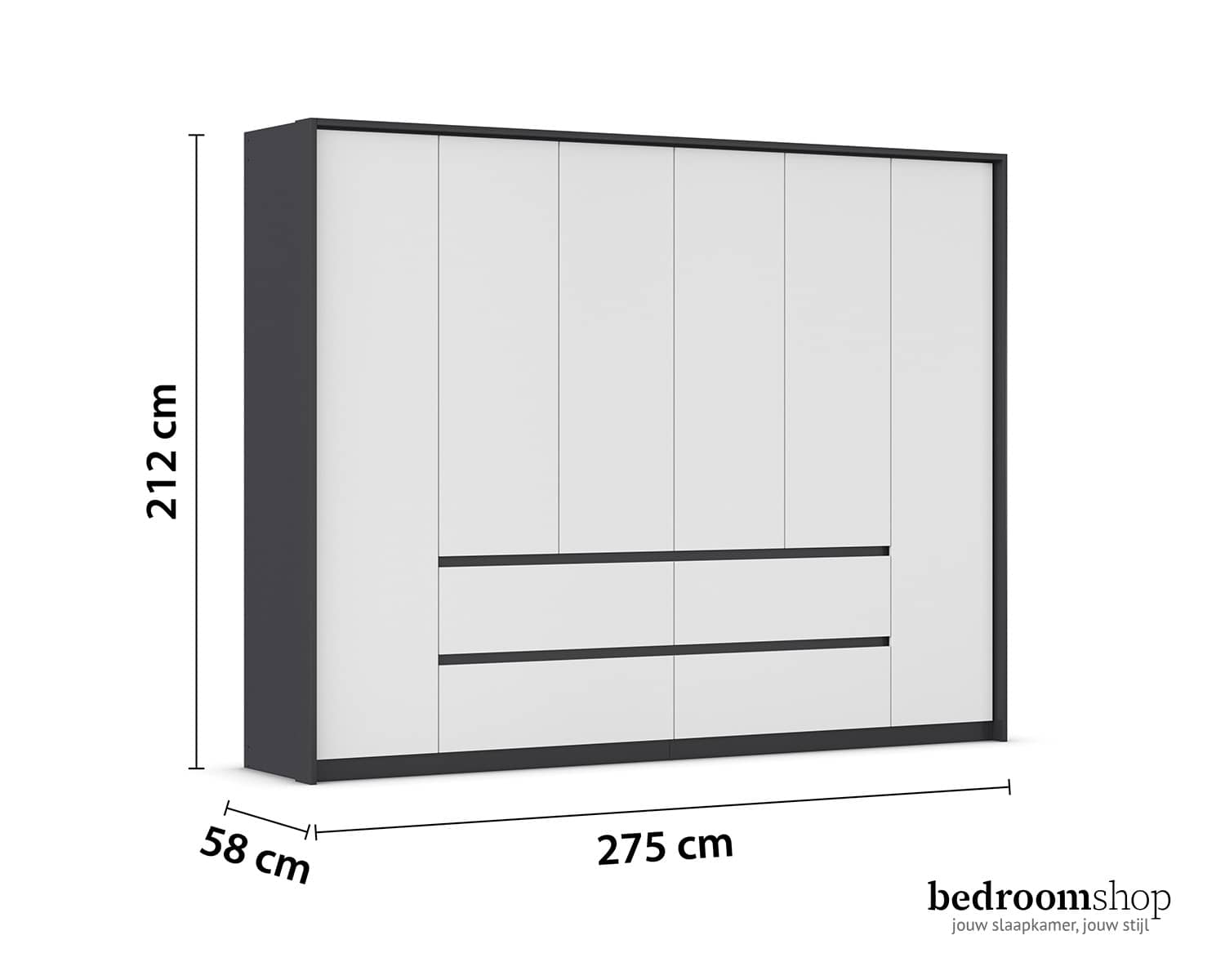 Kledingkast 275 cm met sierlijst en laden Kledingkast 275 cm met sierlijst en laden