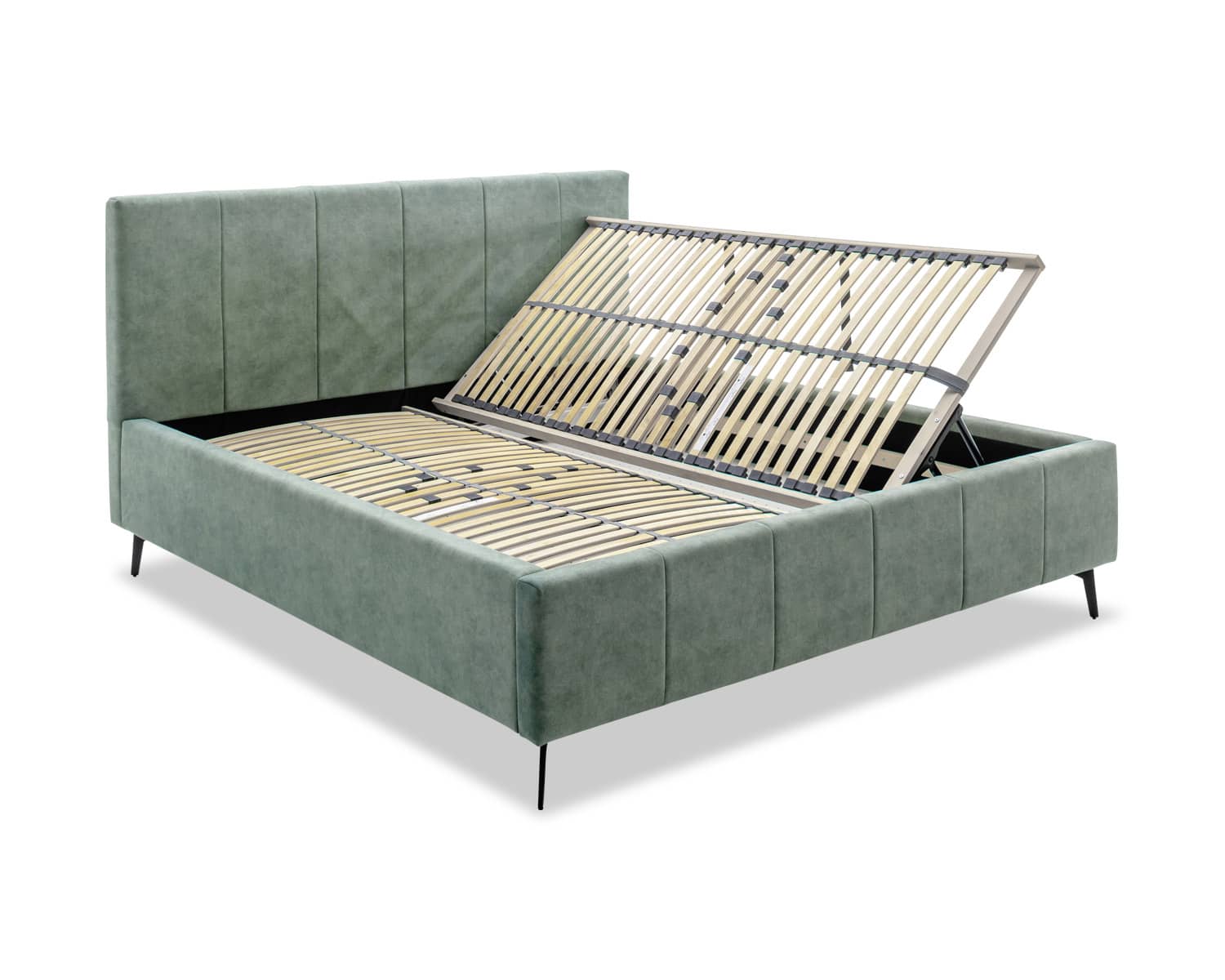 Groen stoffen bed opbergruimte