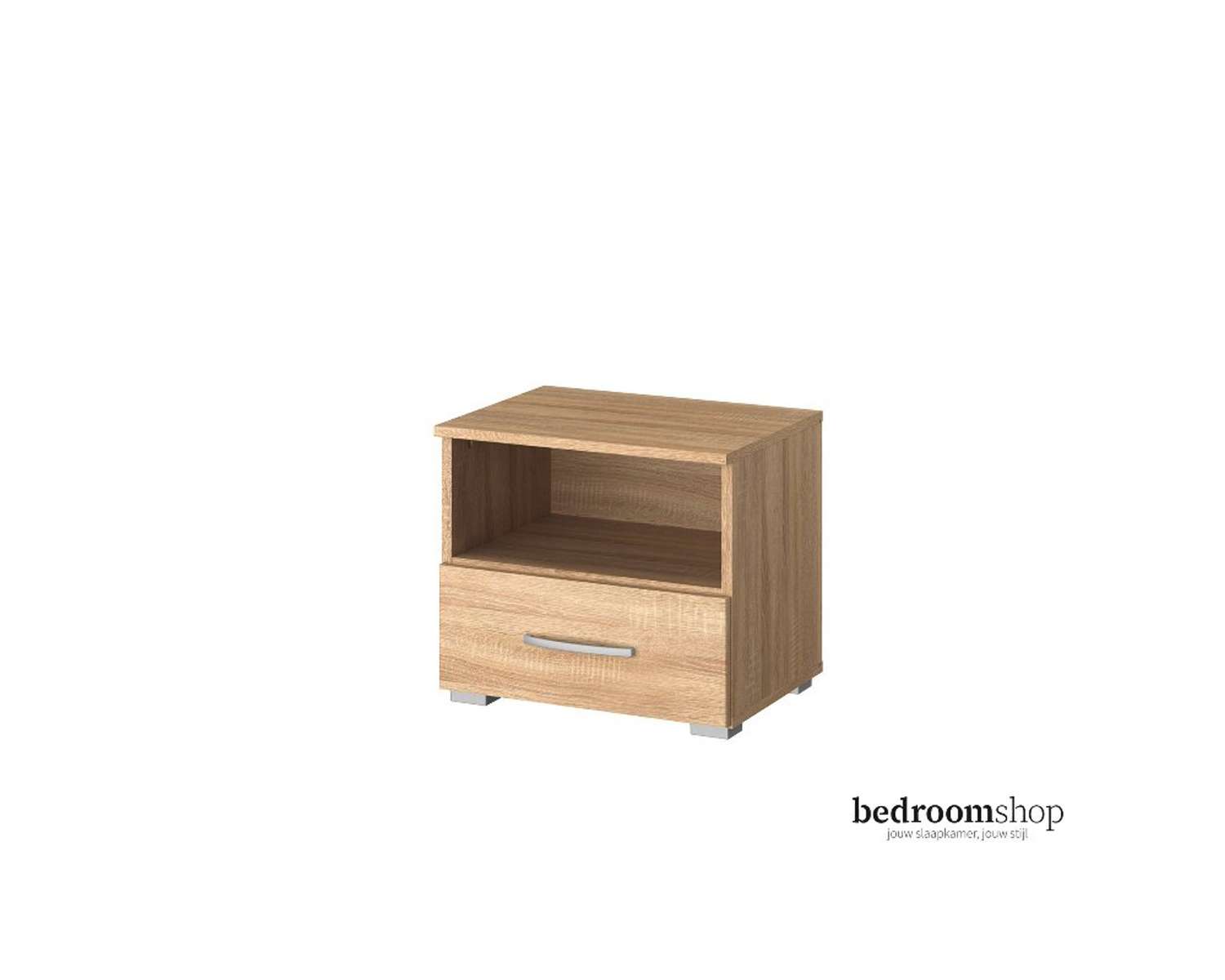 Zand eiken nachtkastje met lade en nis Zand eiken nachtkastje met lade en nis