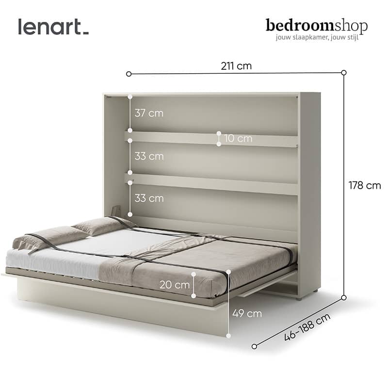 Opklapbed 160x200 horizontaal