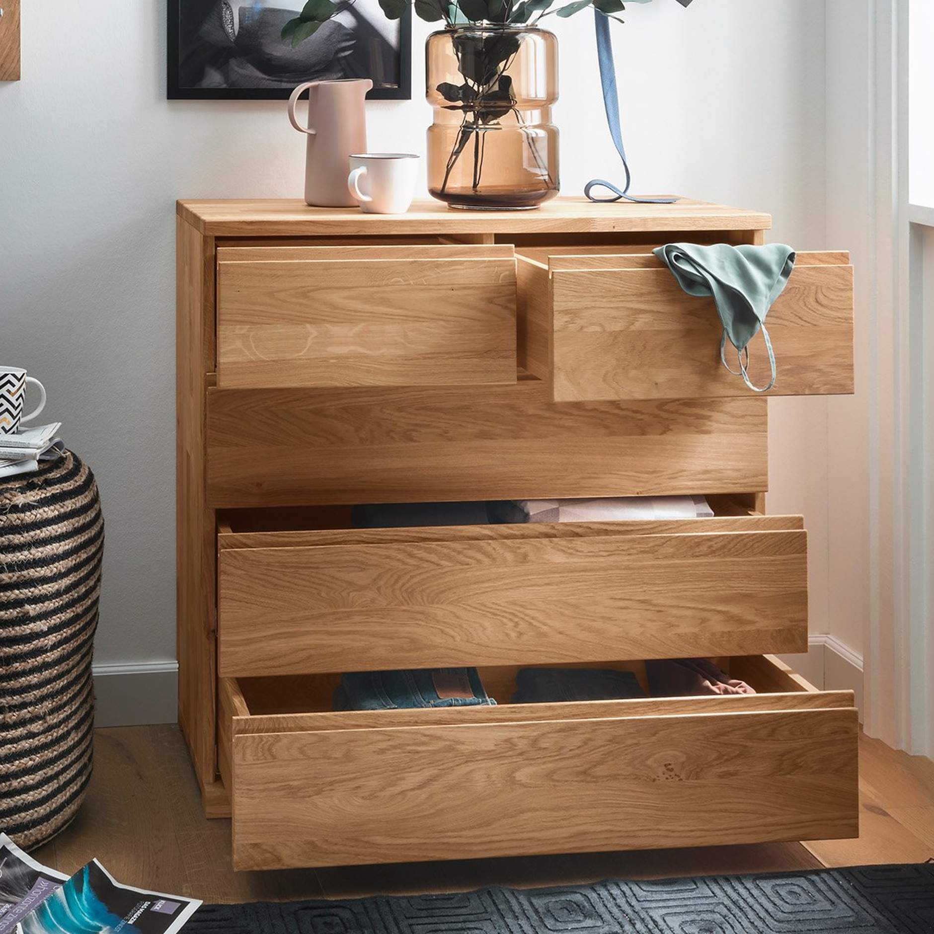 massief hout ladekast