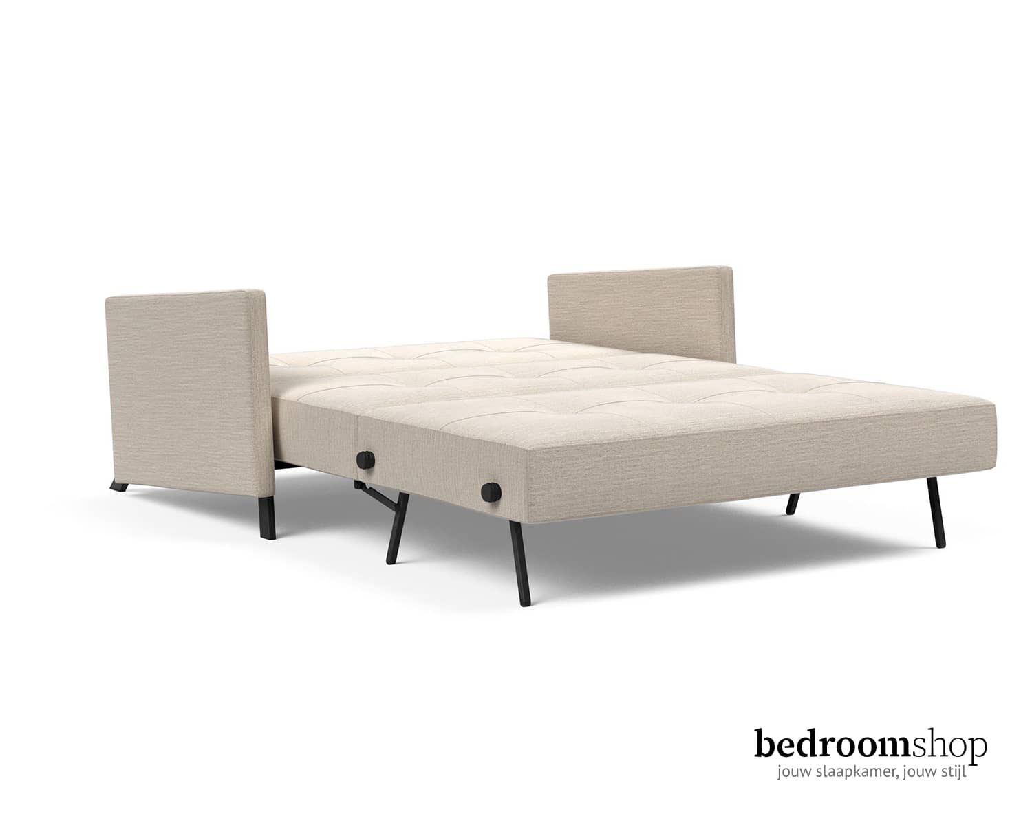 Beige slaapbank met armleuningen