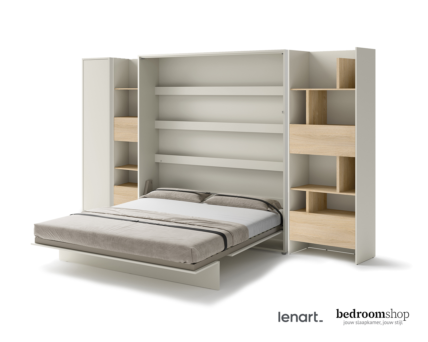 Verticaal opklapbed met bedkasten Verticaal opklapbed met bedkasten