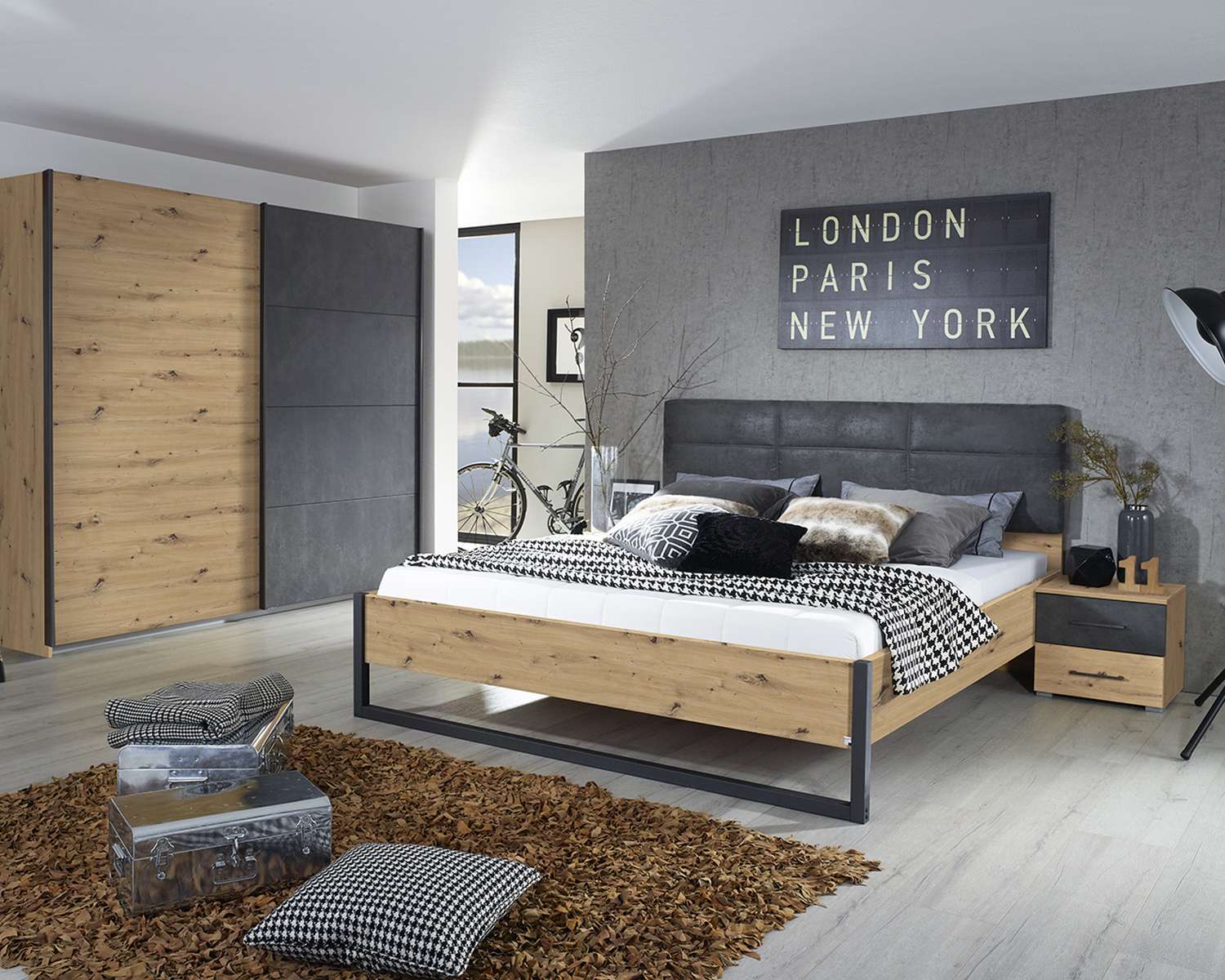 Tweepersoonsbed Malmo Artisan eiken