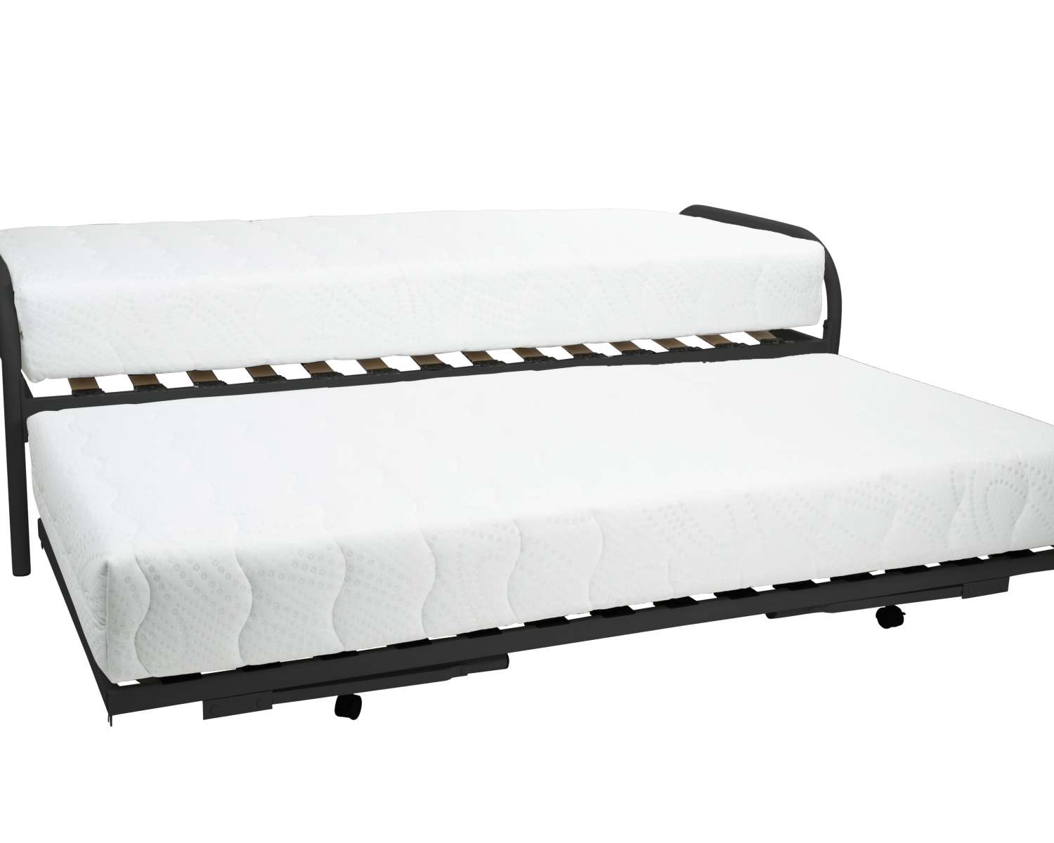 Onderschuifbed Comfort Antraciet met matrassen uitgeschoven Onderschuifbed Comfort Antraciet met matrassen uitgeschoven