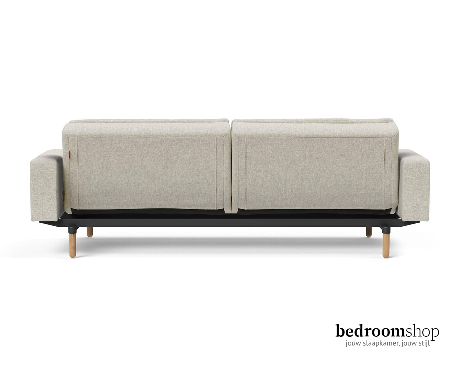 Slaapbank beige achterkant