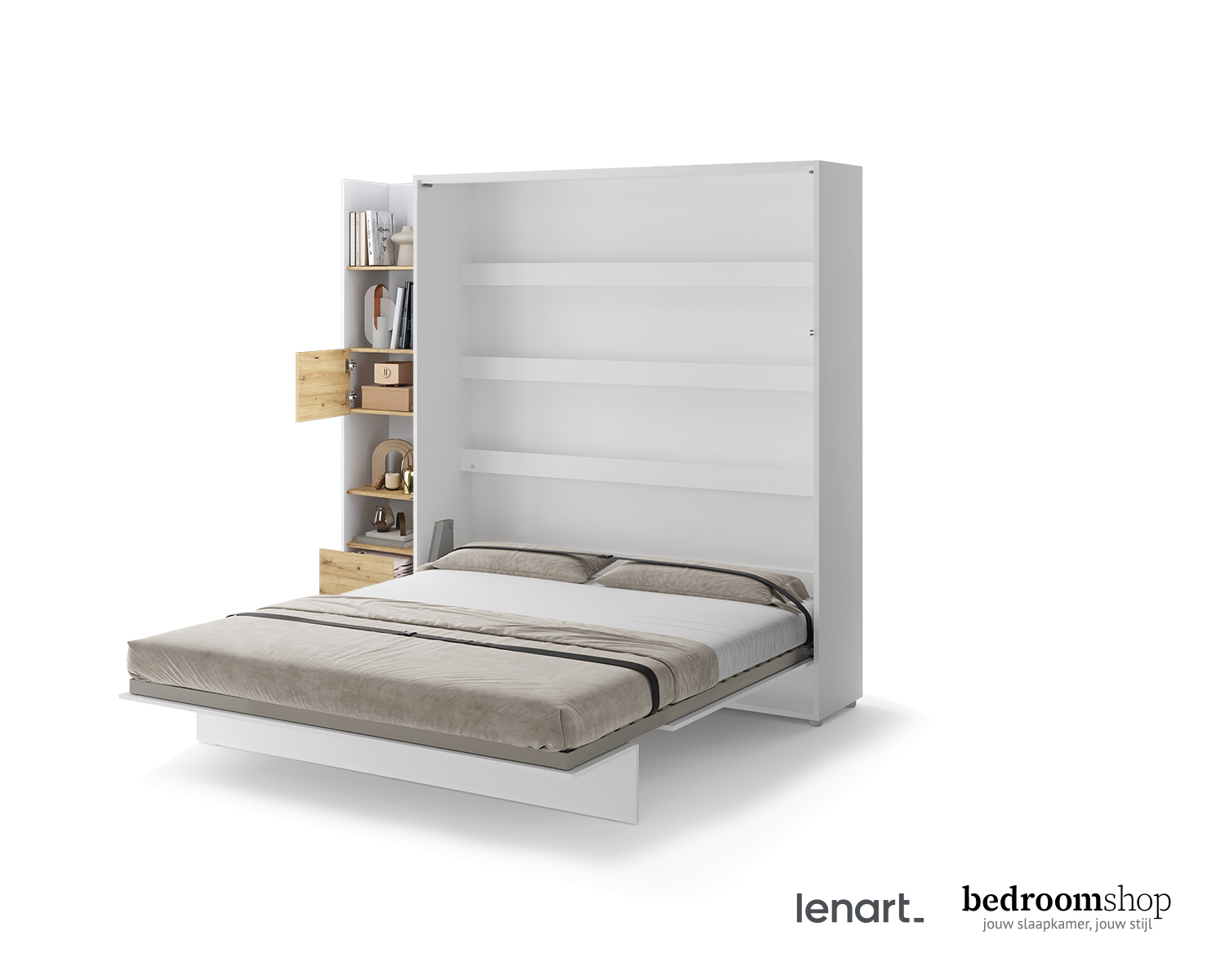 180x200 opklapbed wit luxe met basic boekenkast 180x200 opklapbed wit luxe met basic boekenkast