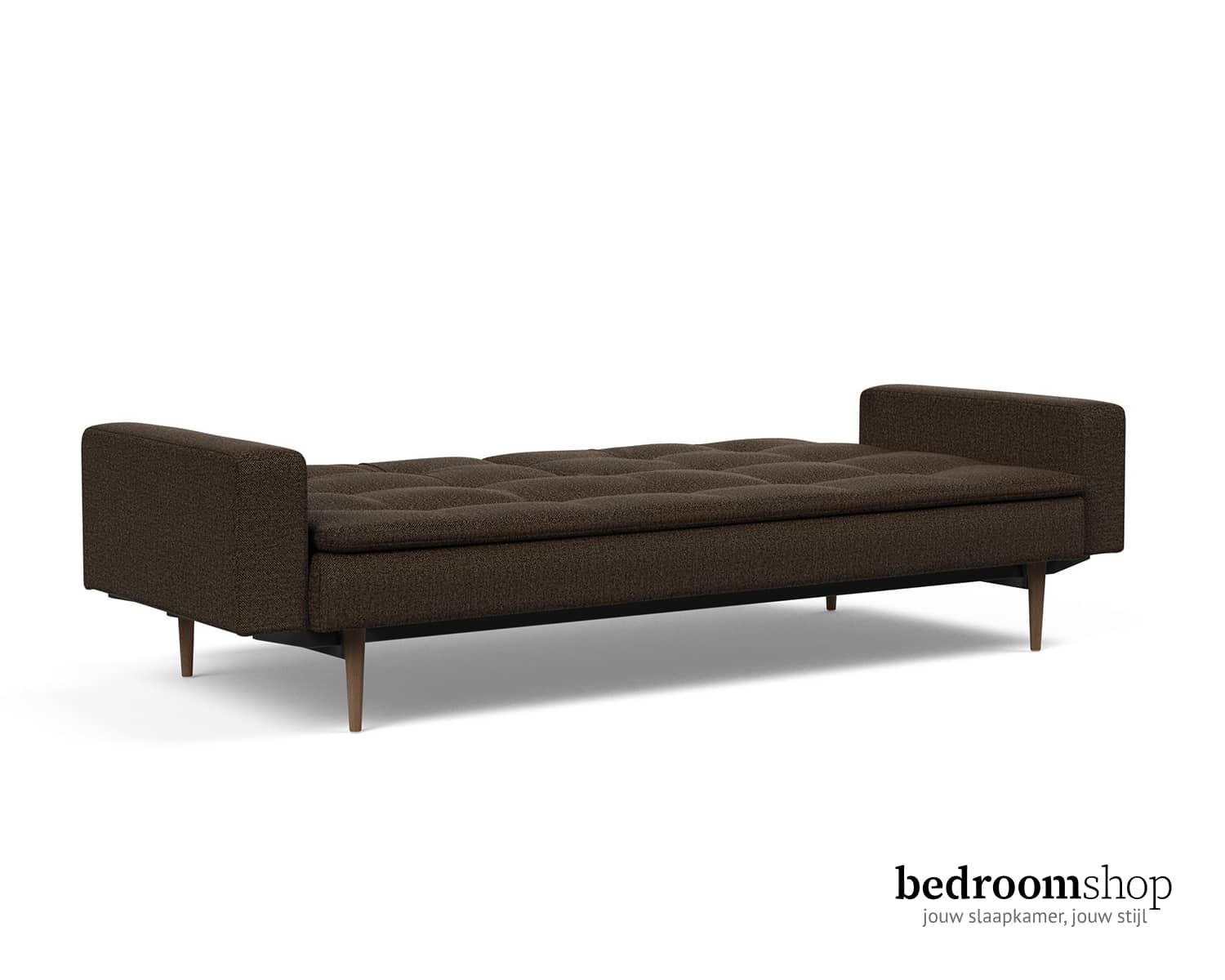 Bruine slaapbank met leuningen