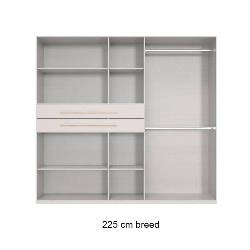 Indeling draaideurkast 225 cm breed
