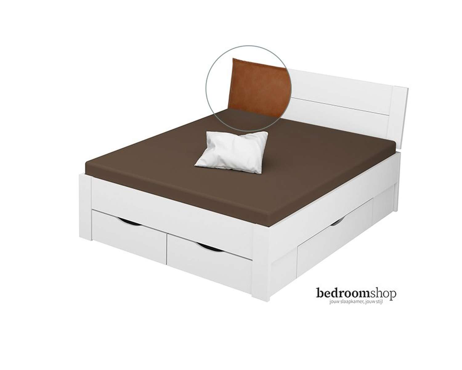 Alpinewit 160x200 met lades lederlook camel Alpinewit 160x200 met lades lederlook camel