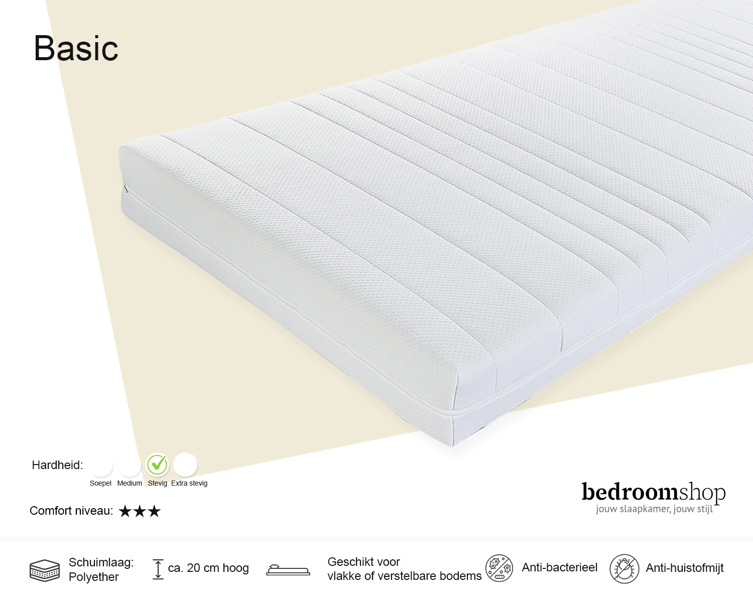 Pocketveermatras Basic (comfortschuim) - ★★