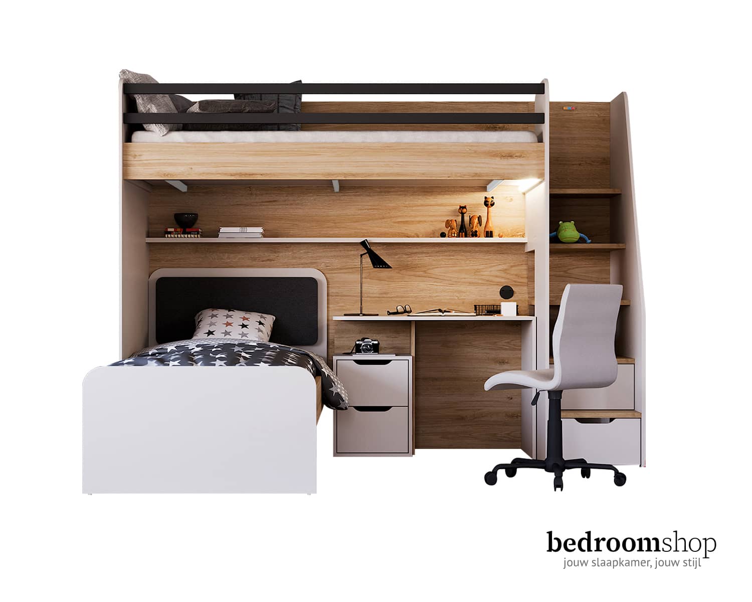 Hoogslaper met bed tiener Hoogslaper met bed tiener