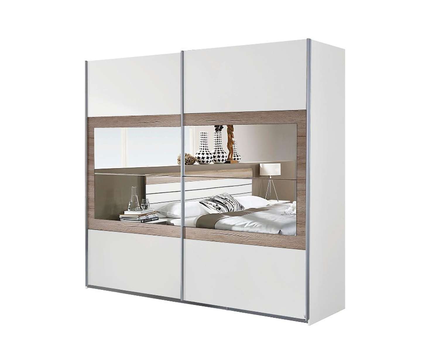 Santorini 226cm breed alpine wit met spiegels Santorini 226cm breed alpine wit met spiegels