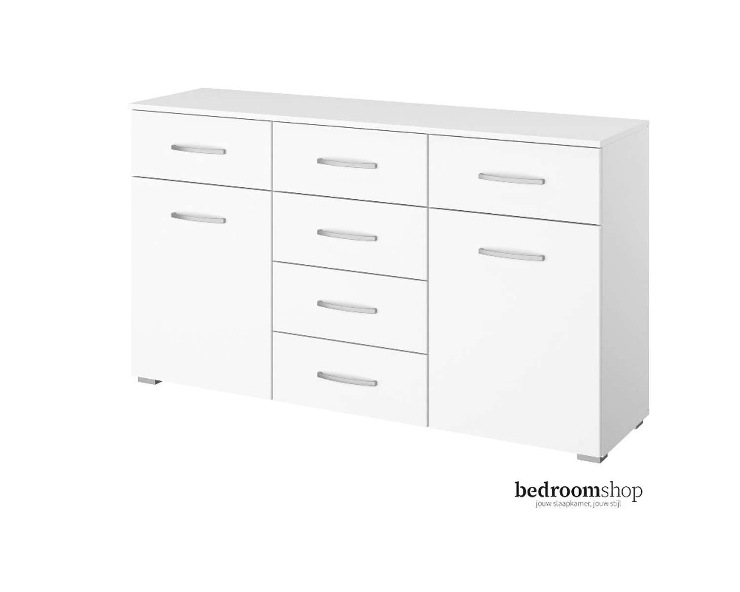 Witte combicommode met zes lades en twee deuren Witte combicommode met zes lades en twee deuren