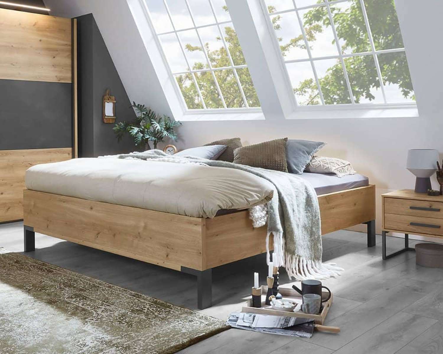 Tweepersoonsbed bianco eiken Tweepersoonsbed bianco eiken