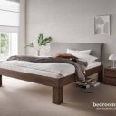 Mokka bed met stoffen hoofdbord