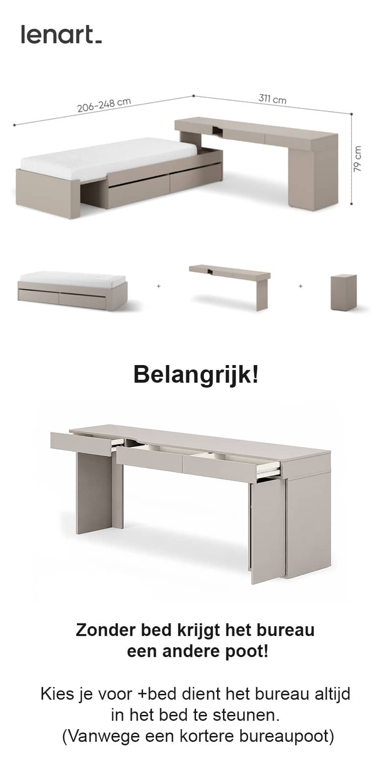Bureau + bed uitleg