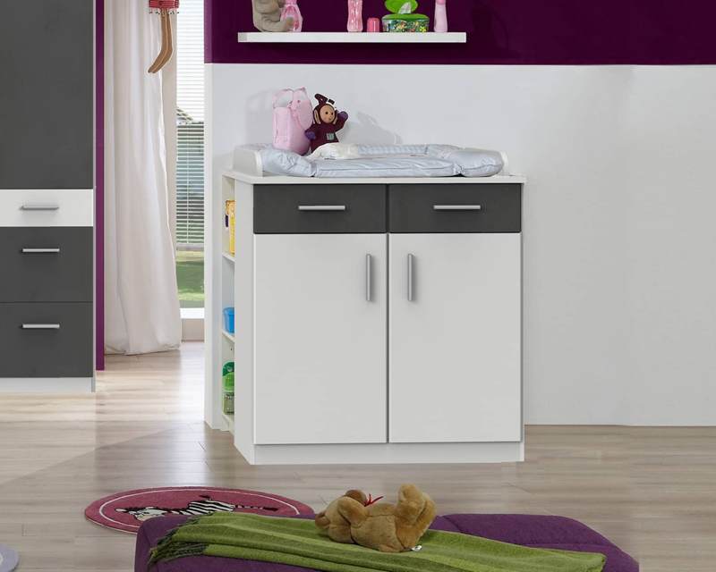 Babycommode jongens grafiet wit