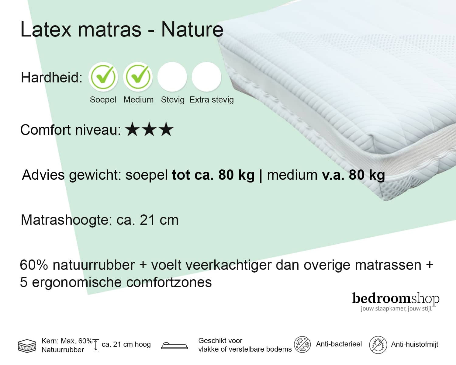 Latex matras Nature (veerkrachtig) Latex matras Nature (veerkrachtig)