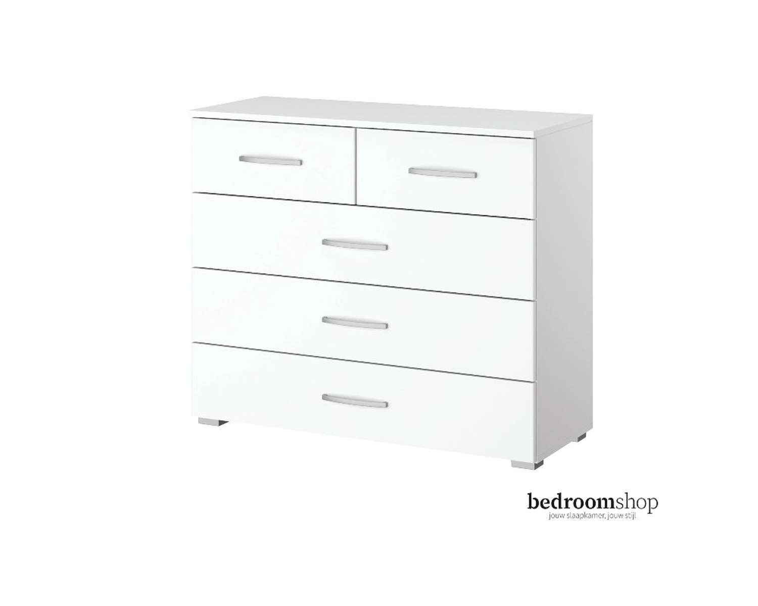 Witte ladencommode met vijf lades Witte ladencommode met vijf lades