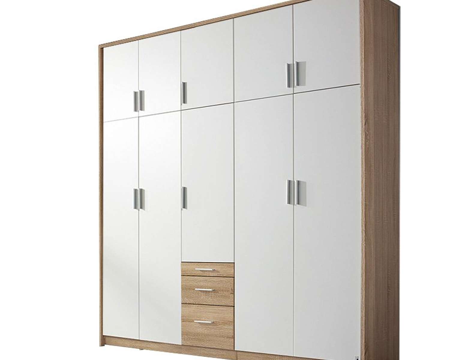 Draaideurkast met zand eiken details en alpine wit 226cm breed Draaideurkast met zand eiken details en alpine wit 226cm breed