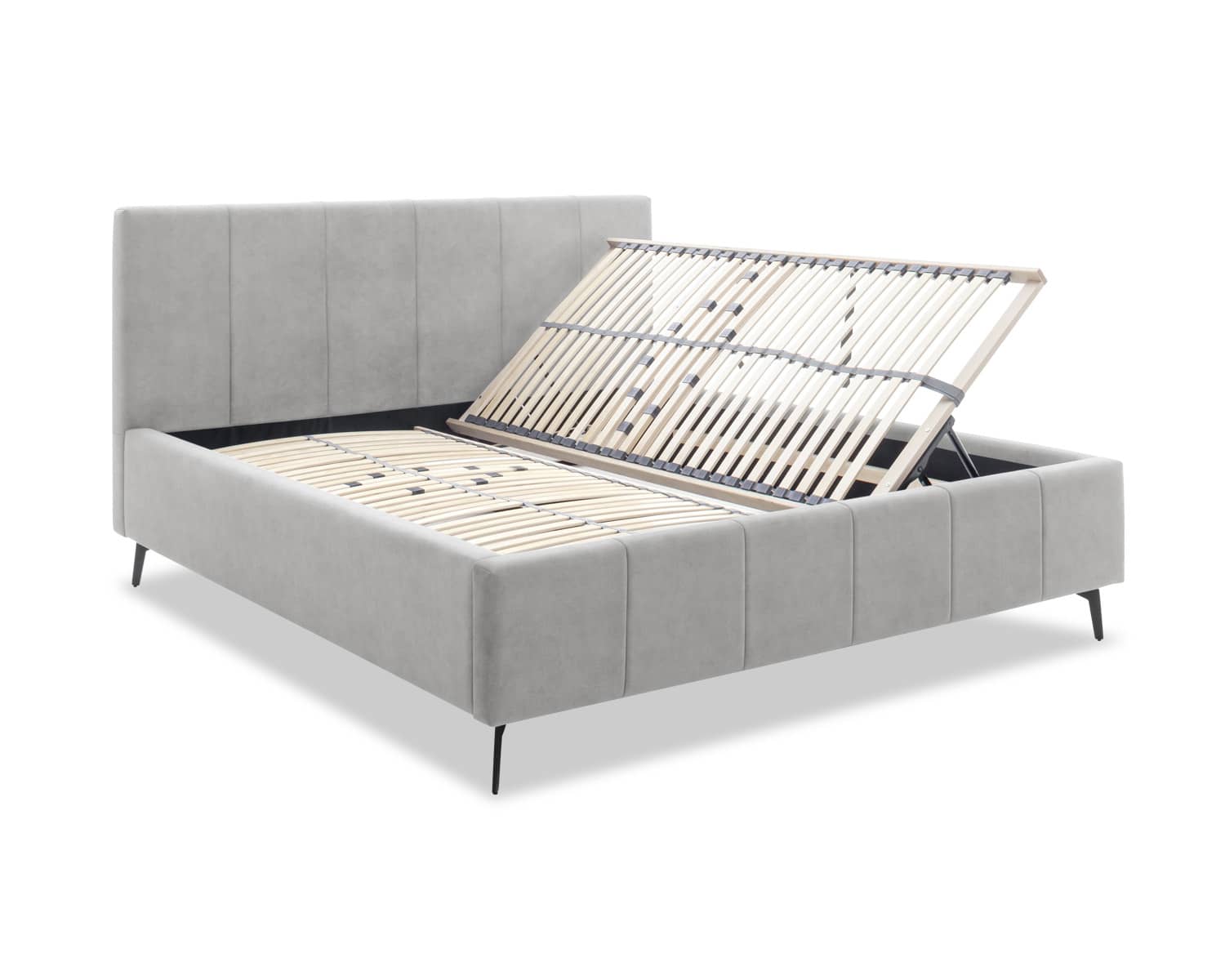 Grijs bed met opbergruimte