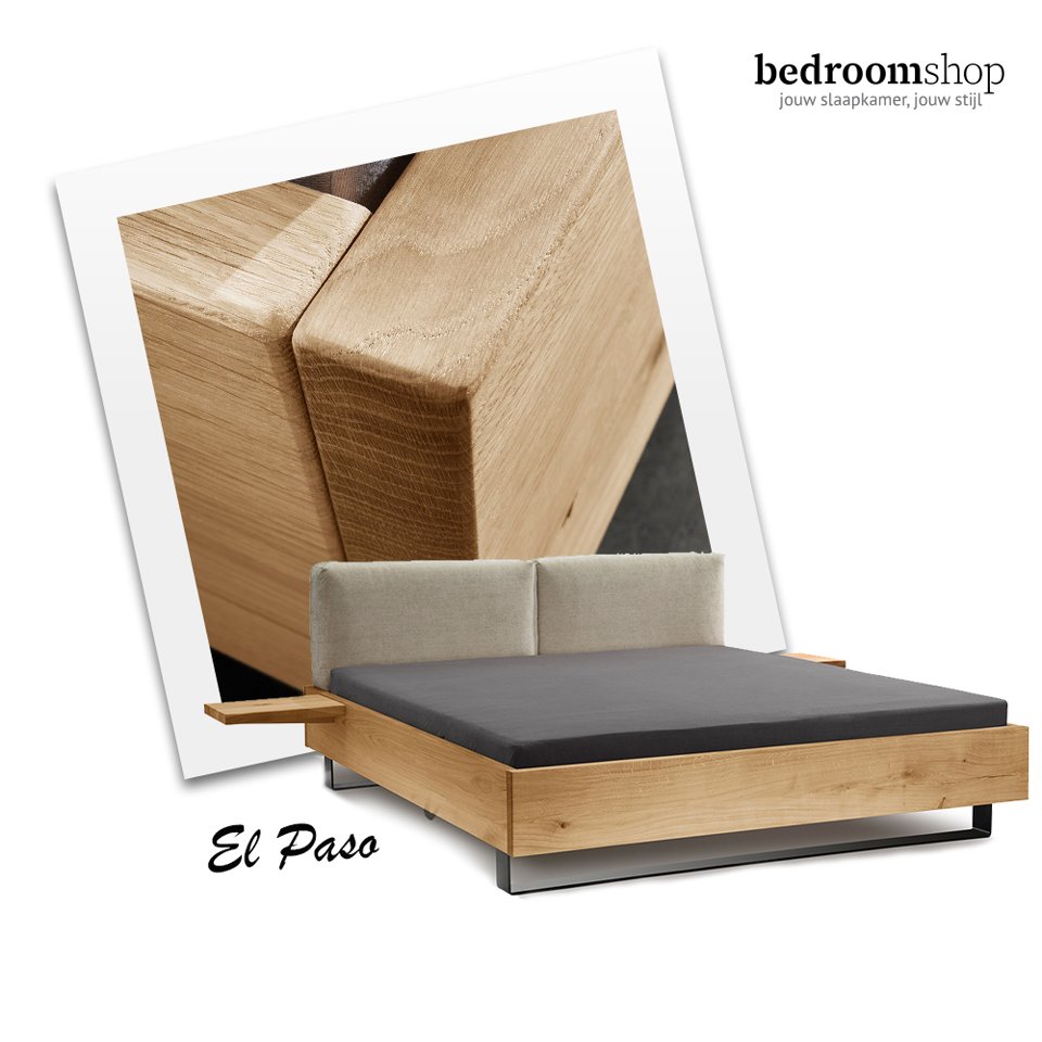 Eiken bed dik frame massief
