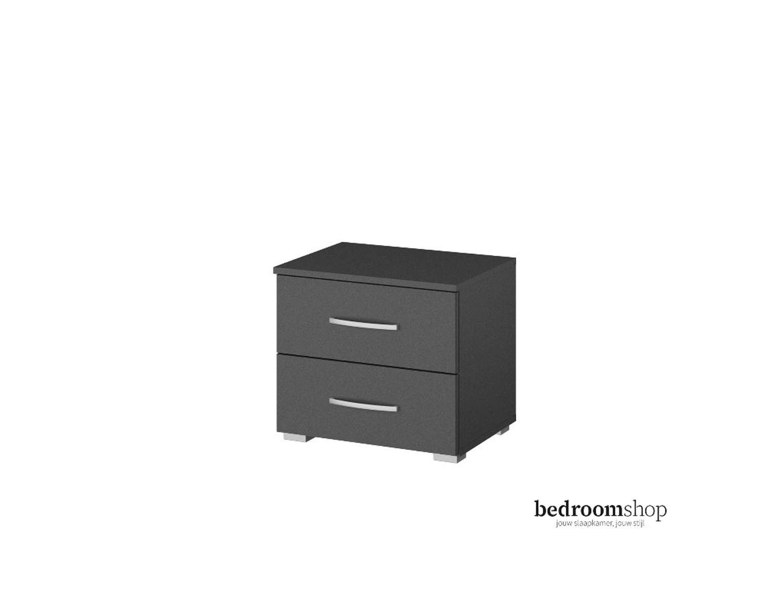 Grijs nachtkastje met twee lades Grijs nachtkastje met twee lades