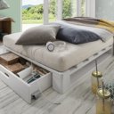 Palletbed voor 1 persoon met opberglade