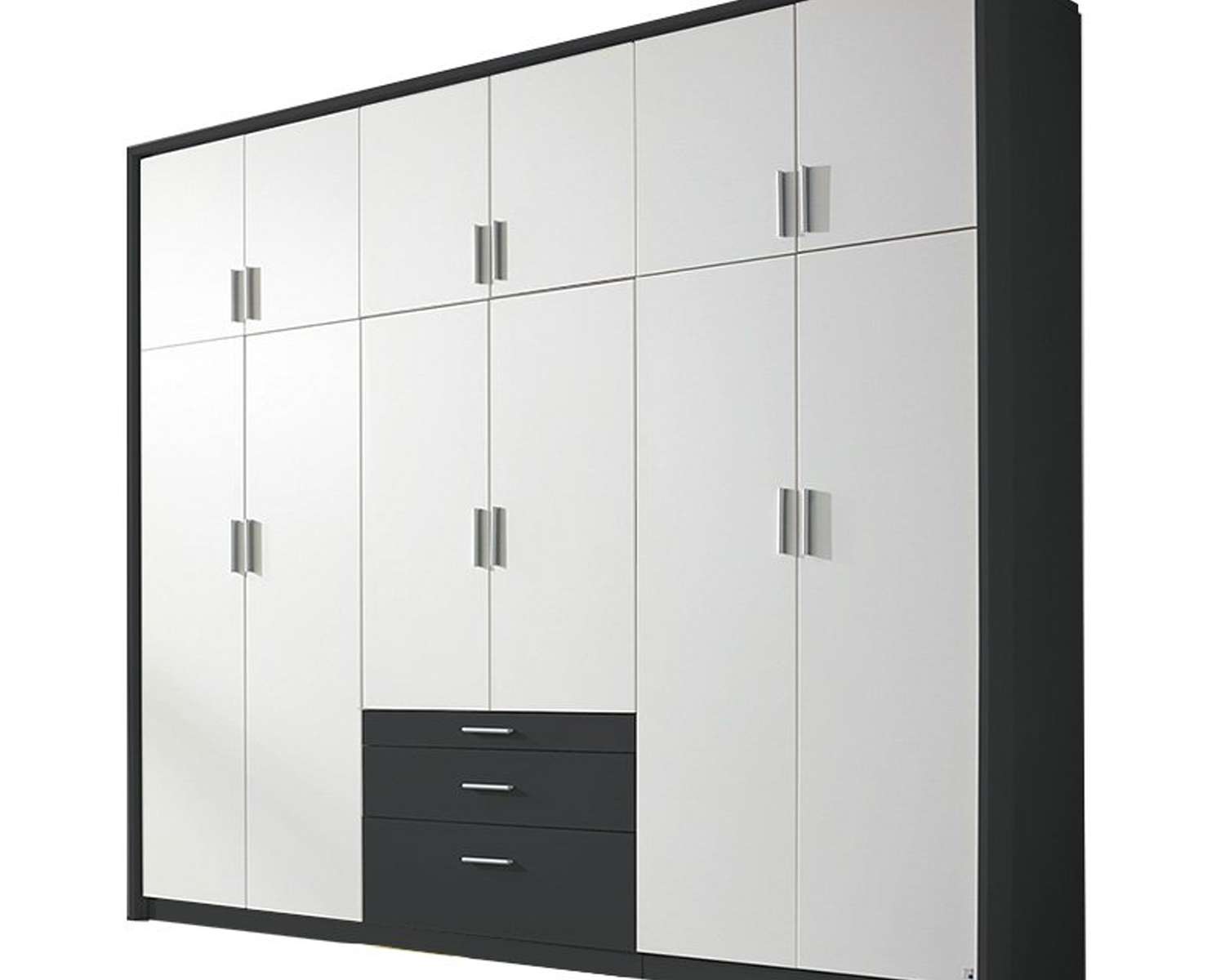 Draaideurkast Montana metallic grijs met wit en sierlijst Draaideurkast Montana metallic grijs met wit en sierlijst