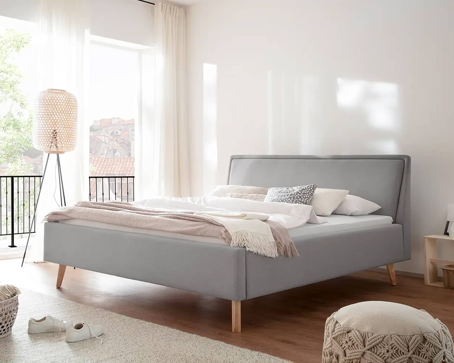 Lichtgrijs bed stof Lichtgrijs bed stof