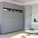 Opklapbed met kastjes grijs