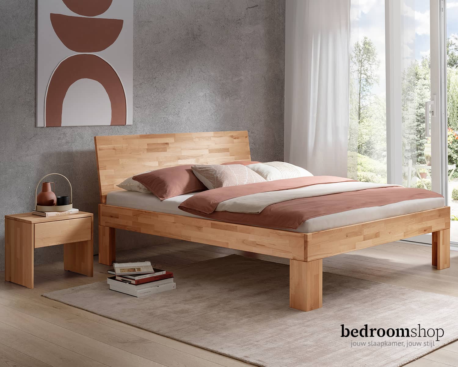 Eiken bed zonder laden Eiken bed zonder laden