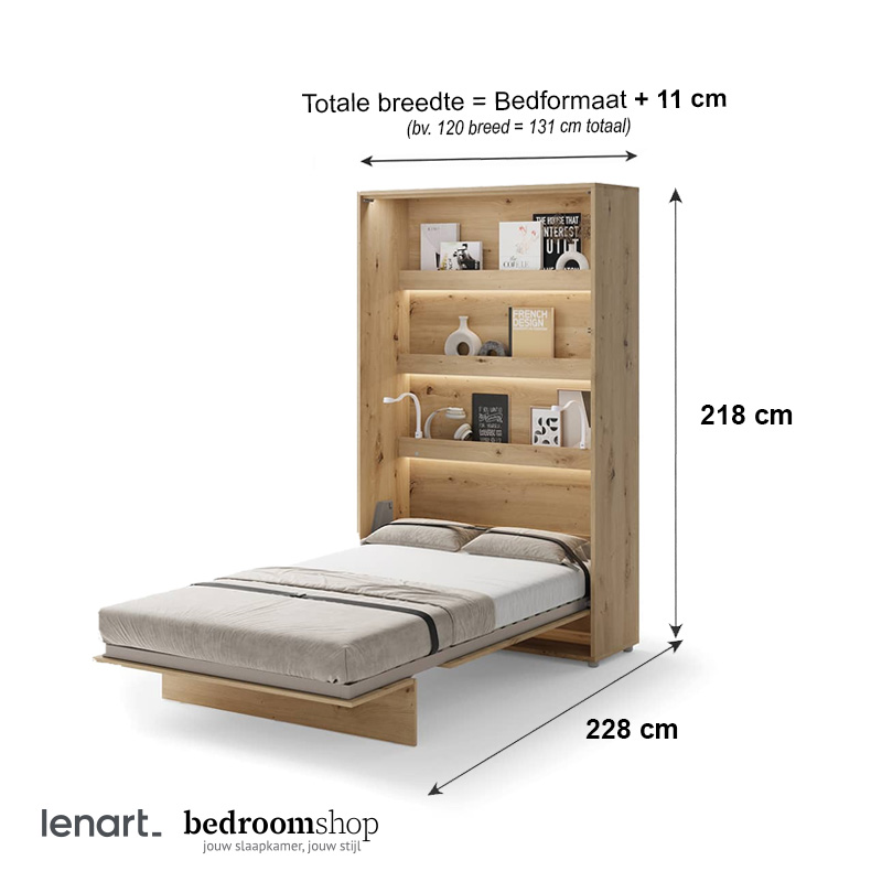 120x200 twijfelaar opklapbed Elevation imitatie eiken