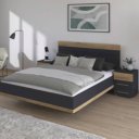 Grijs metallic bed met artisan eiken accenten