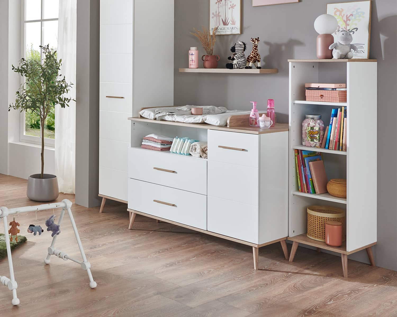 Babycommode wit houtlook Babycommode wit houtlook