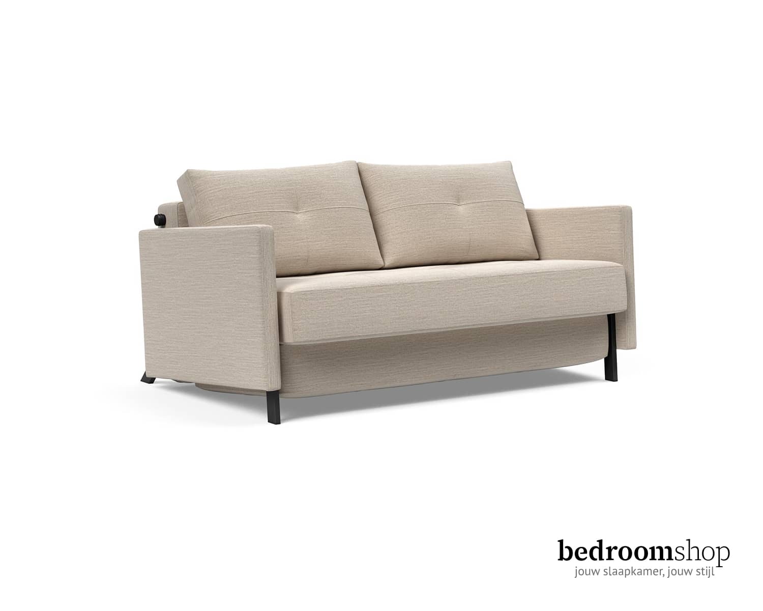 Slaapbank klein beige armleuningen