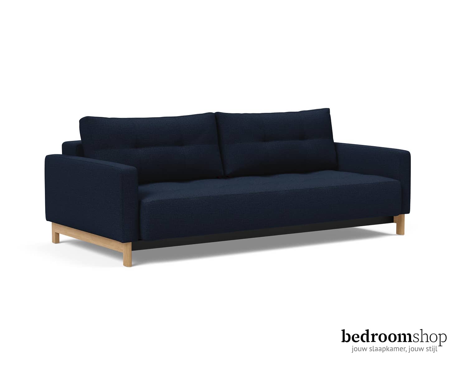 Donkerblauwe slaapbank 200 cm zitvlak