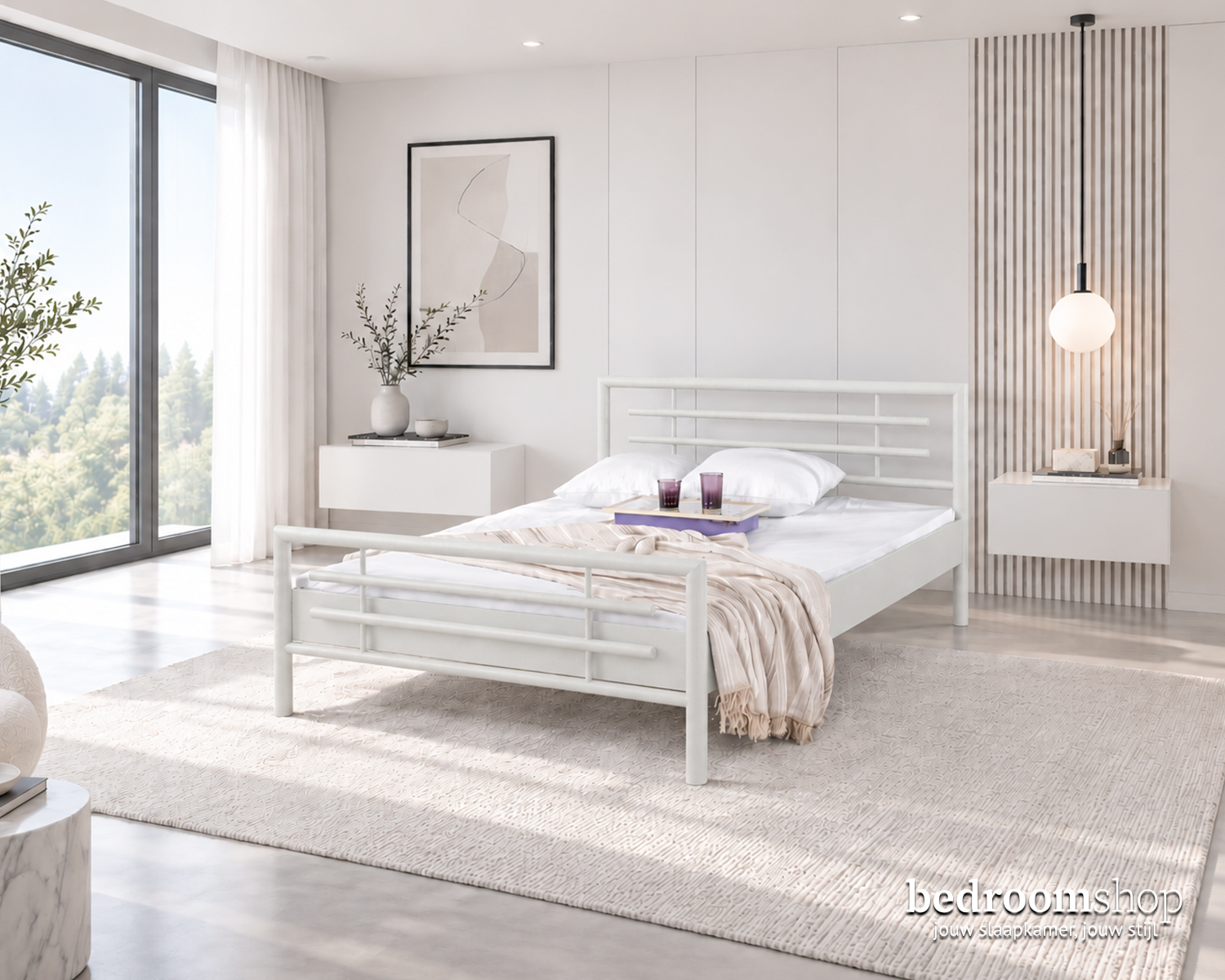 Metalen bed wit Metalen bed wit