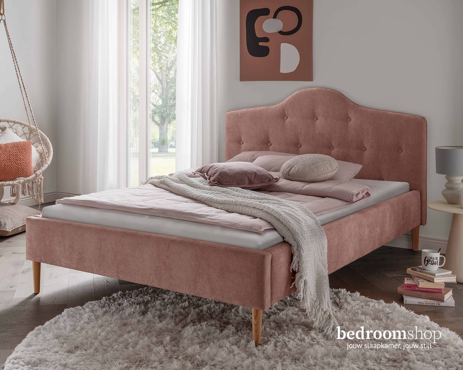 Roze bed stof
