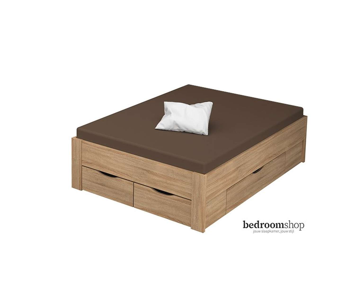 eiken bed 140x200 met lades eiken bed 140x200 met lades
