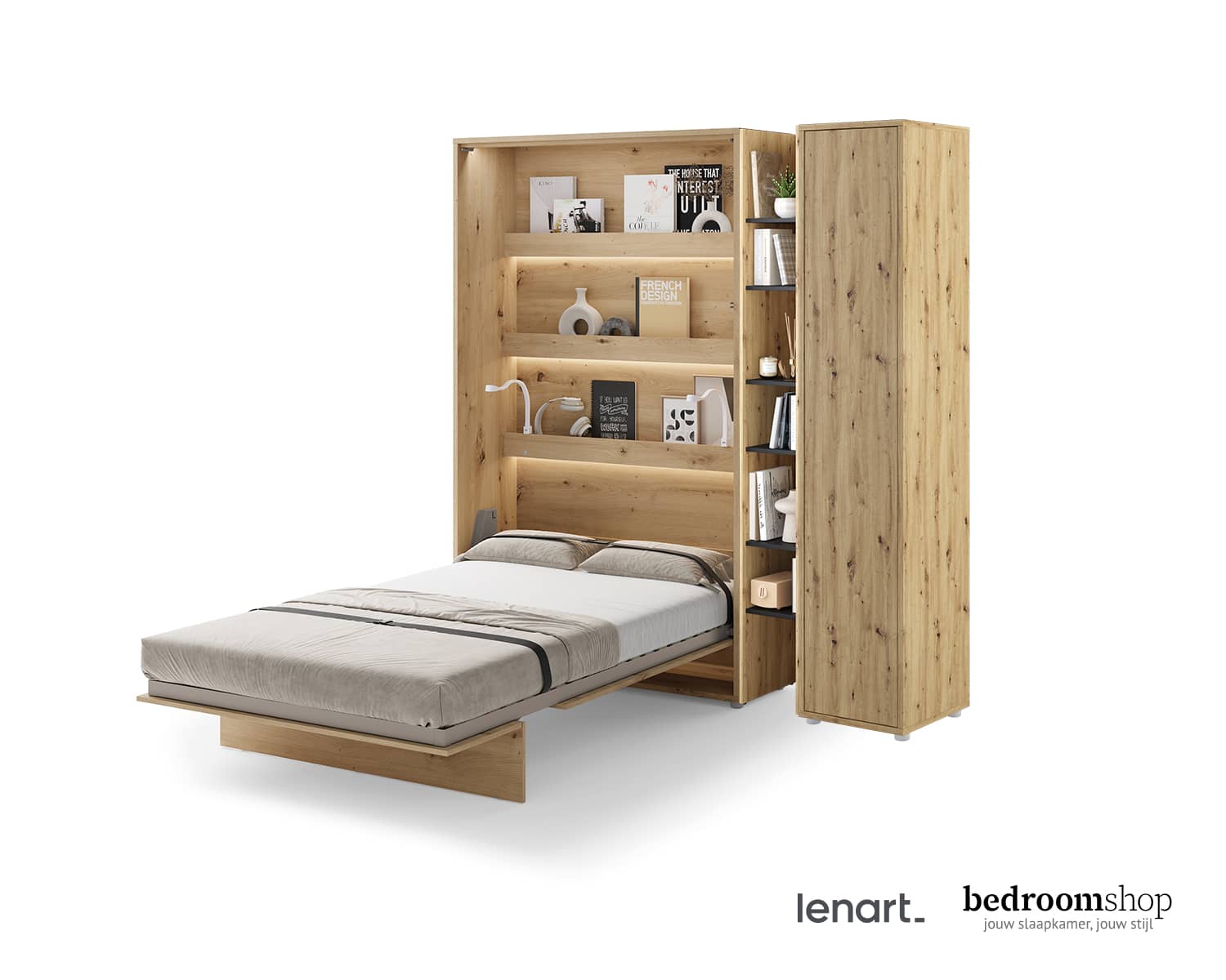 Imitatie eiken opklapbed twijfelaar comfort