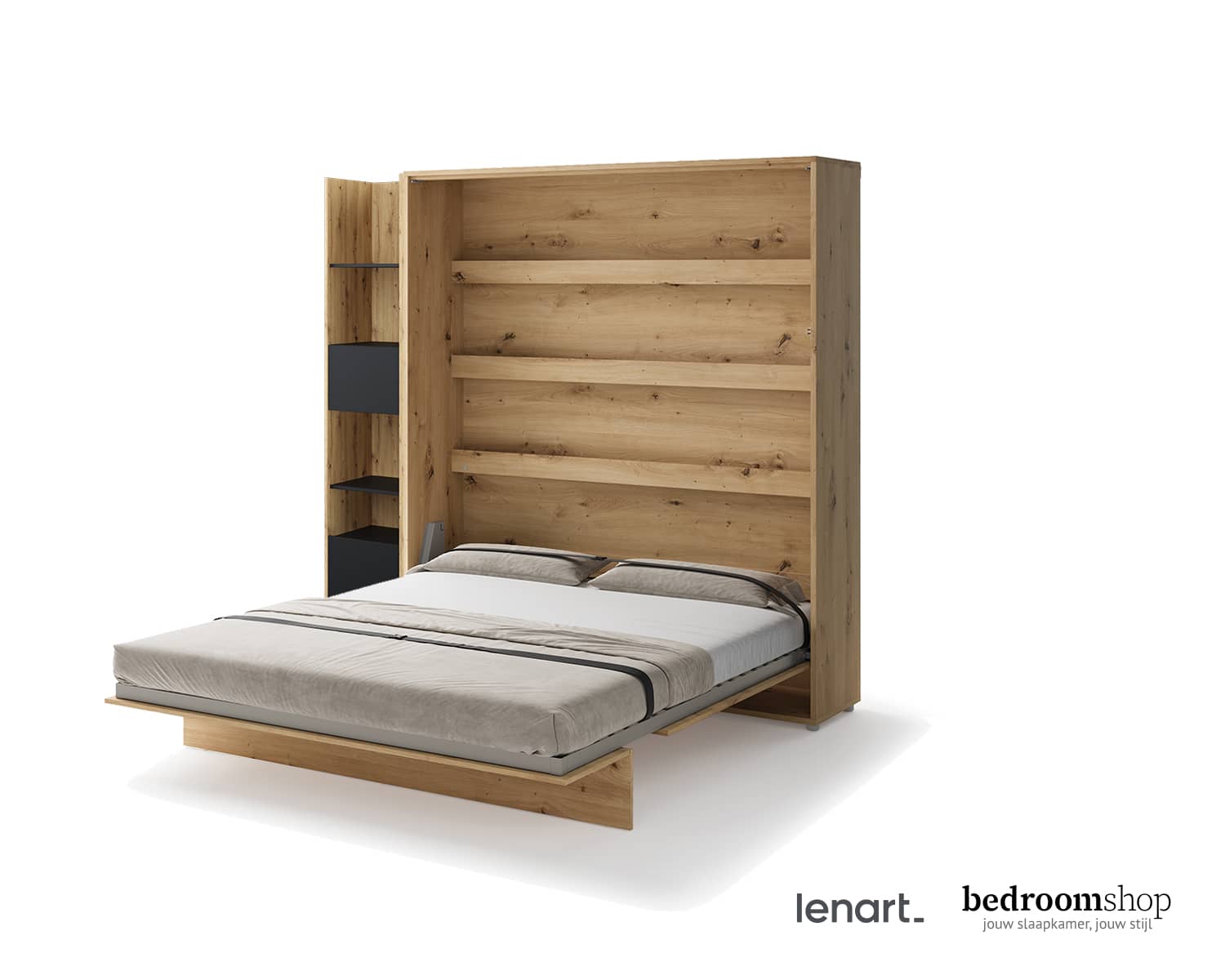 Studio opklapbed met boekenkast 180x200