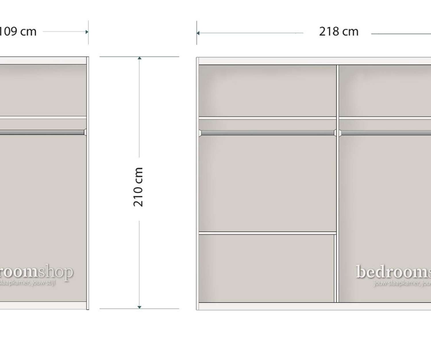 Kastindeling 218cm kledingkast Kastindeling 218cm kledingkast