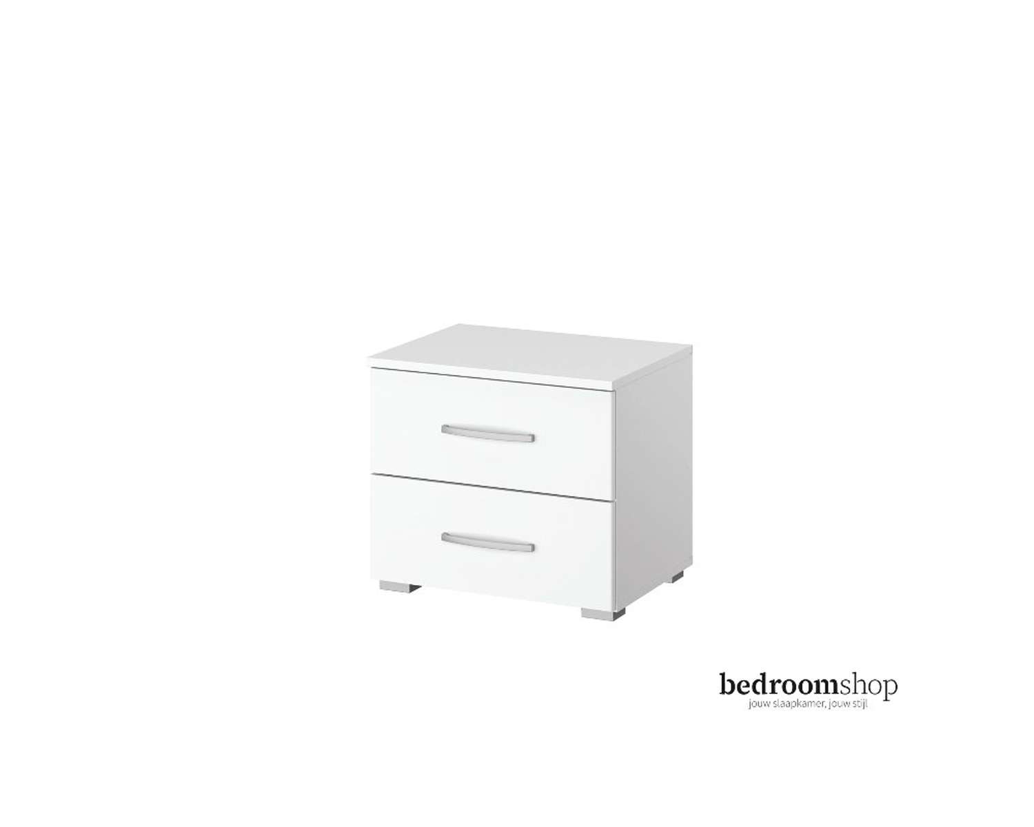 Wit nachtkastje met twee lades Wit nachtkastje met twee lades