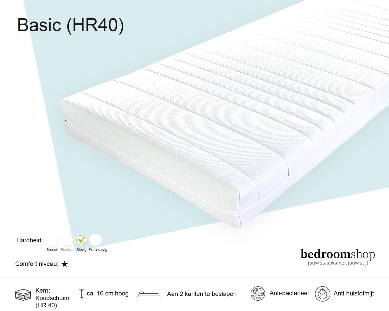 Koudschuim matras - basic (HR40) - stevig Koudschuim matras - basic (HR40) - stevig