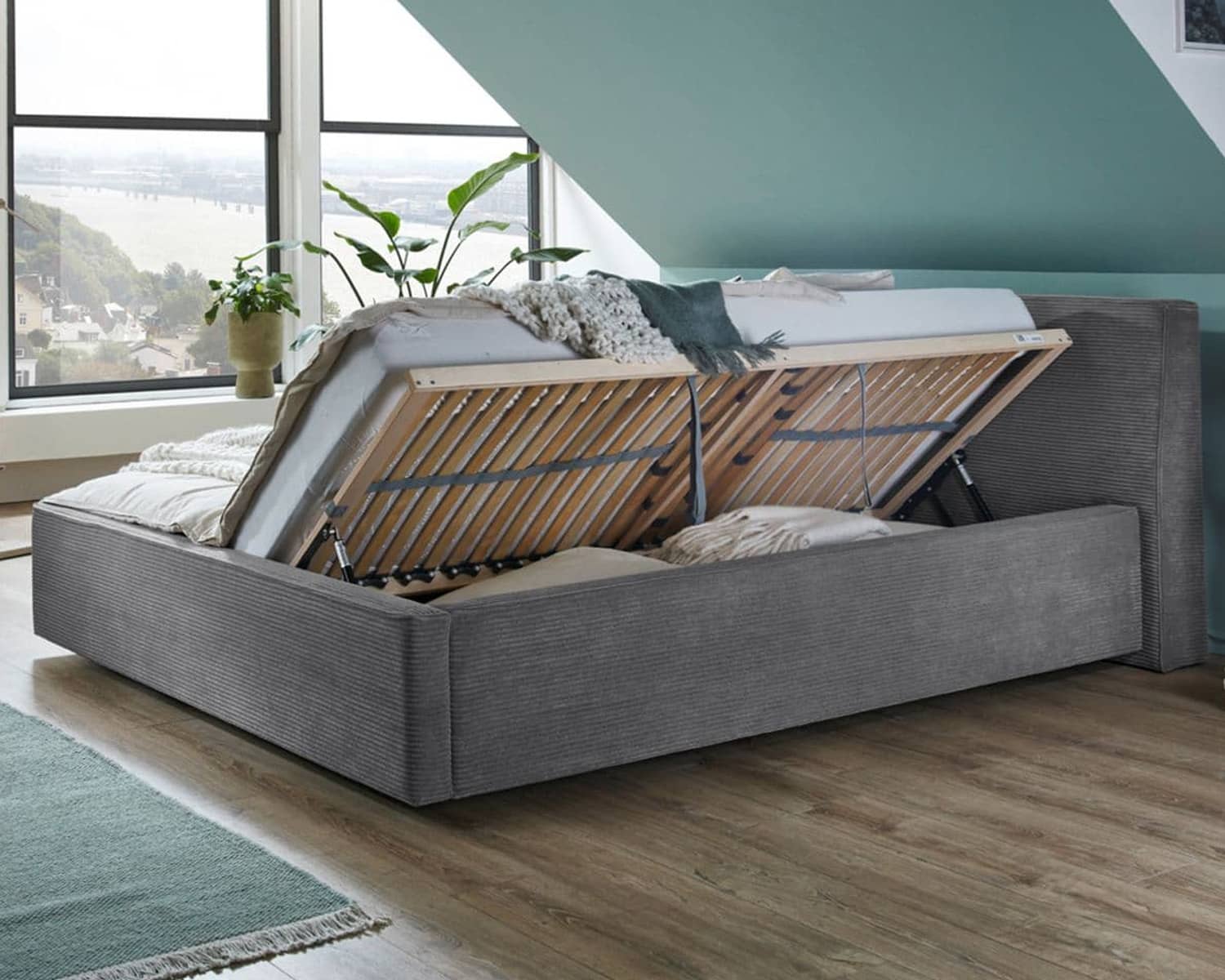 Bed grijs met opbergruimte Bed grijs met opbergruimte