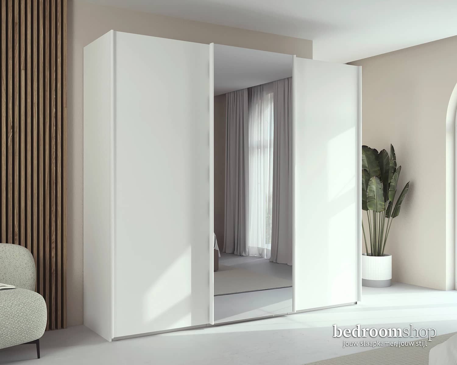 Kledingkast wit met spiegel 223 hoog Kledingkast wit met spiegel 223 hoog