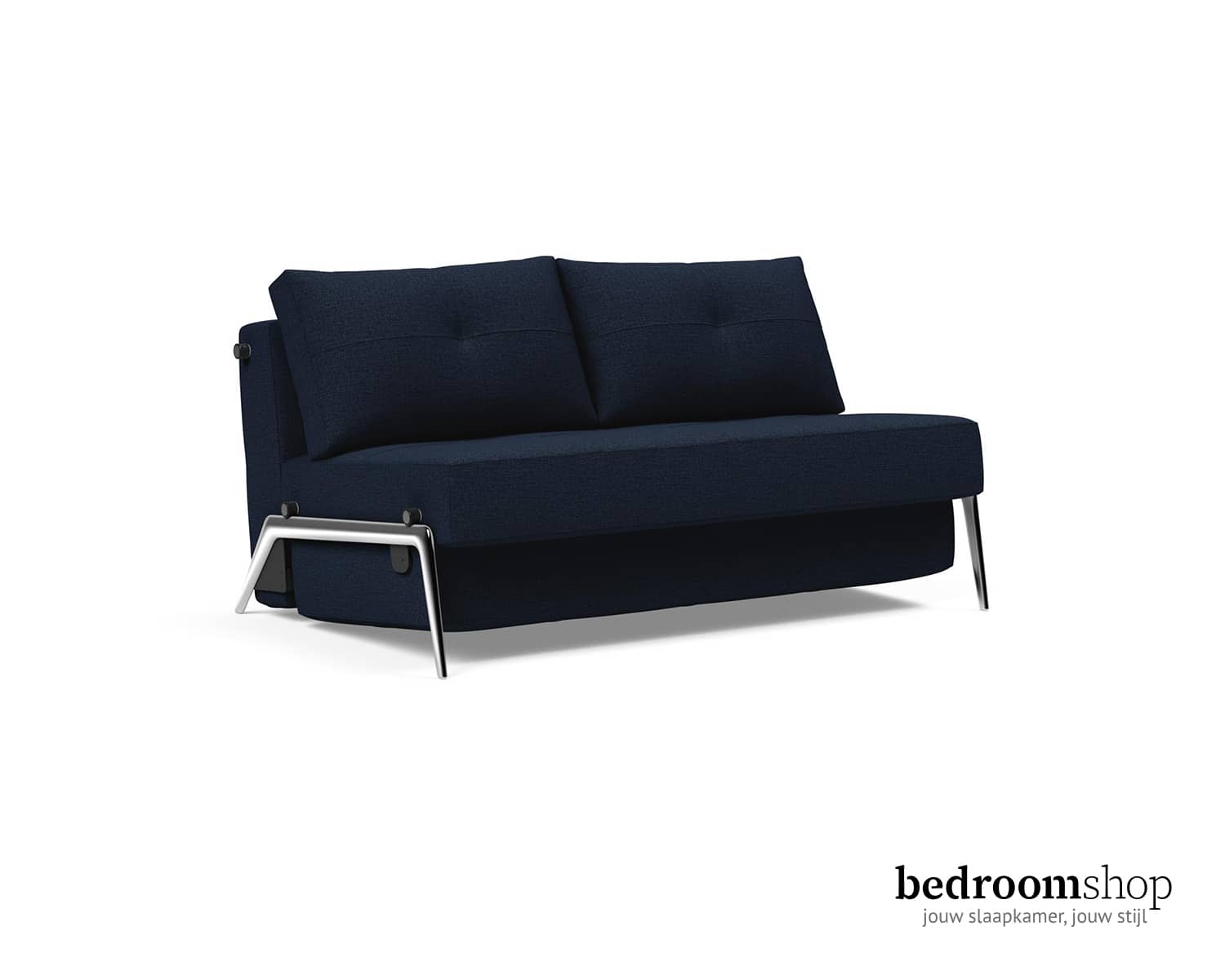 Blauwe bedbank aluminium poot